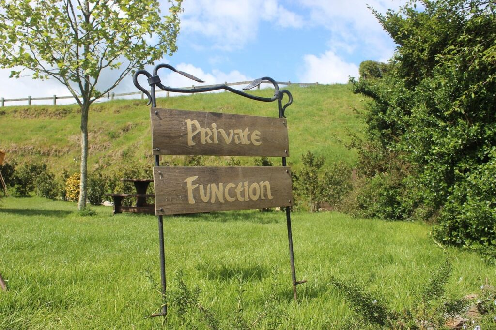 private function, sign, nz, hobbiton, private, function, green, outdoors, private function, hobbiton, hobbiton, hobbiton, hobbiton, hobbiton